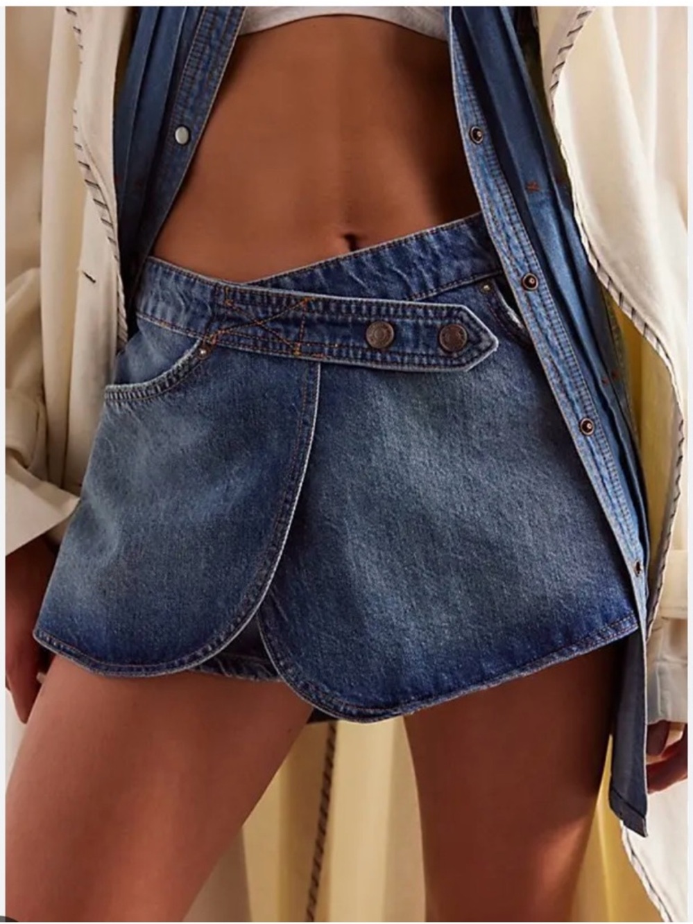 We the Free Maxine Denim Skort Size 28 Festival Boho - Picture 2 of 10